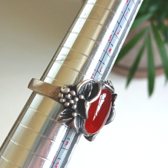 925 Sterling Silver Red Jasper Gemstone Ring Size 7 - Picture 8 of 10